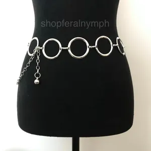 Y2K Minimalist Silver Open Circle Chain Belt, Fits 24.5–42 Inches, X7GA1229 thumbnail 1