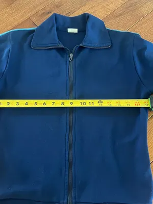 Source Unknown 90s vintage Navy Full-Zip Track Athletic Jacket with Light Blue Stripe thumbnail 5