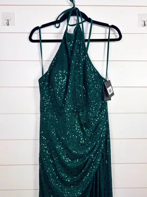 Mac Duggal 26622 Sequined Halter Neck Emerald Green Gown, NEW, Size 10 MSRP $398 thumbnail 5