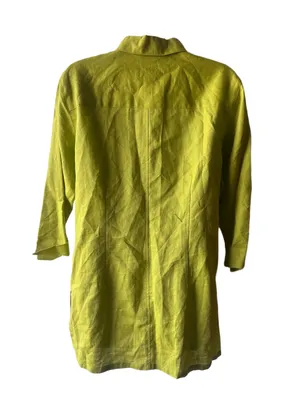 Crossroads Chartreuse Linen Blend Tunic Button Up Shirt Size 10 Green thumbnail 2