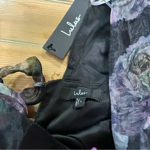 Lulus Exceptional Fate Black Floral Organza Puff Sleeve Mini Dress thumbnail 4