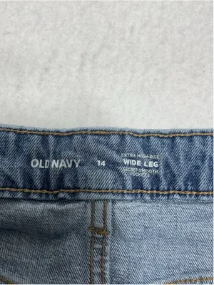 Womans Excellent Old Navy High Rise Wide Leg Blue Jeans Size 14 Waist 33 Inch thumbnail 4