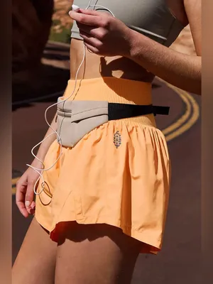 NWT Free People FP Movement Carpe Diem Shorts - Neon Clementine Orange - Medium thumbnail 4