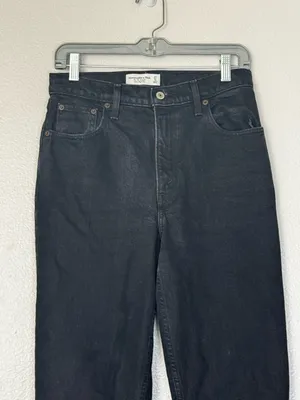 Abercrombie & Fitch Ultra High Rise 90s Straight Jean Black Size 27 / 4 thumbnail 3