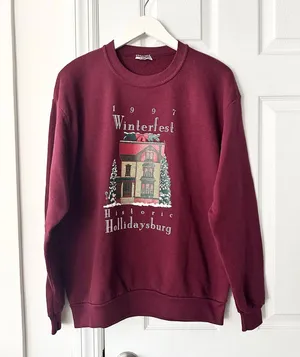 Vintage Jerzees Burgundy 1997 Winterfest Historic Hollidaysburg Sweatshirt Read thumbnail 1