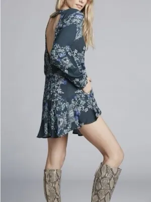 Free People "Smooth Talker" Tunic Swing Mini Dress Medium Boho Floral thumbnail 6