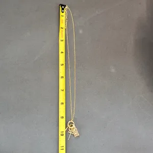 Gold Tone Religion Cross Spiritual Necklace 10" Dangle Charm thumbnail 6