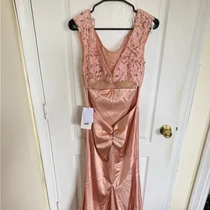 Sherri Hill NEW 53605 Blush Pink Lace Empire Waist Prom Wedding Gown thumbnail 7
