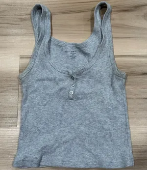 Brandy Melville Grey Ribbed Cropped Tank Top Women’s Small thumbnail 1