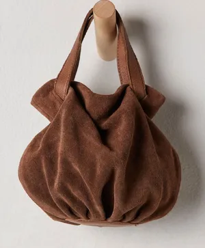 Free People Brown Suede Gathered Suki Mini Tote Bag - Women Bags NWT thumbnail 1