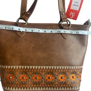 Tribal‎ Ethnic Western Style Shoulder Bag, Cognac Color, Simple & Beautiful thumbnail 5