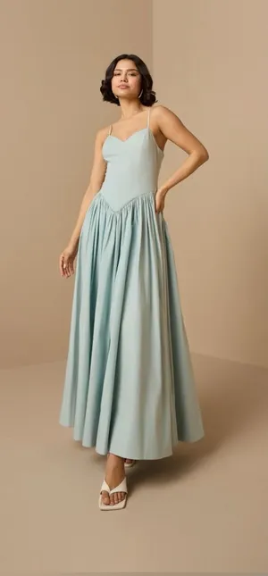 Hemant & Nandita Blue Cotton Strappy Dress Size S Boho Romantic Cottagecore NWT thumbnail 1