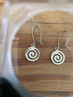 Greek Spiral 925 Sterling Silver Earrings Round Curly thumbnail 7