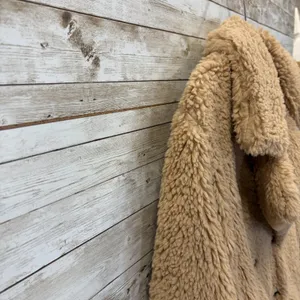 Altar'd State Womens L Coat Faux Fur Tan Beige Double Breasted Teddy Bear Fur thumbnail 3