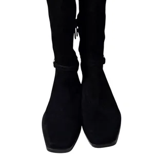 Sam Edelman Black Suede Knee High Boots Gold Chain Link Size 6M NEW thumbnail 4