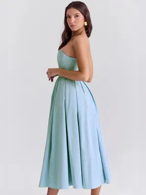 HOUSE OF CB 'Audrey' Tuscan Blue Strapless Midi Sundress thumbnail 2