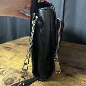Steve Madden Black Faux Leather Crossbody Bag Purse Handbag Pocketbook W/Chain thumbnail 5