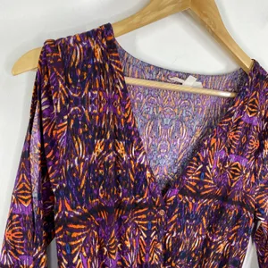 Jack by BB Dakota Purple Orange Printed V-Neck Maxi Dress Women's Size Medium M thumbnail 7