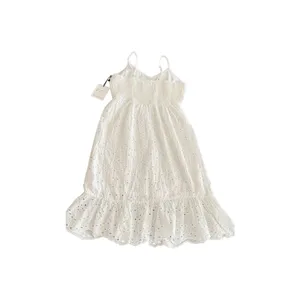 Japna White Cotton Eyelet Smocked Maxi Sundress - Boho Cottagecore size S thumbnail 7