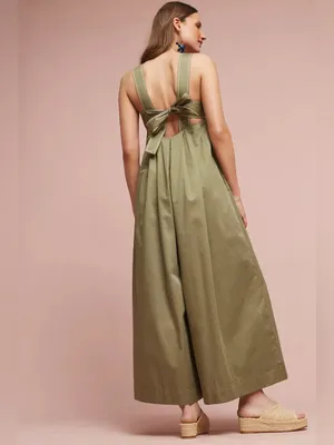 Anthropologie HD in Paris Olive Green Amity Wide-Leg Jumpsuit Size 0 thumbnail 2