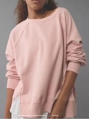 NWT American Eagle Big Hug Crew Neck Oversized Sweatshirt Light Pink XS NEW thumbnail 1
