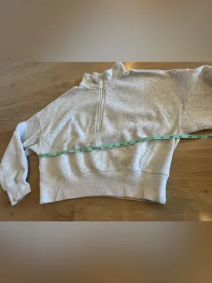 Abercrombie & Fitch Soft Max Essentials half zip cropped sweatshirt gray small thumbnail 9