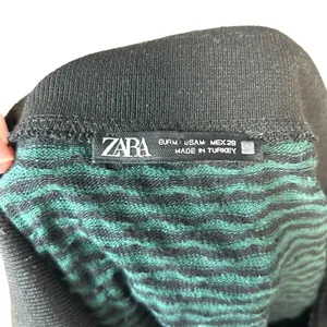 Zara Jacquard Polo Short Sleeve Tee Shirt‎ Dress Green Black Size Medium thumbnail 8