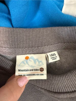Mountain And Isles Grey Pullover Crewneck Sweatshirt‎ Mountains Outdoor Sunset L thumbnail 6