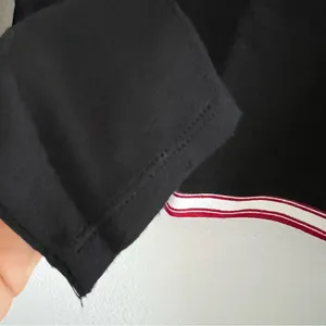 Abercrombie Longsleeve Ring Collar Crop Top Black Red Cream Preppy Medium thumbnail 4