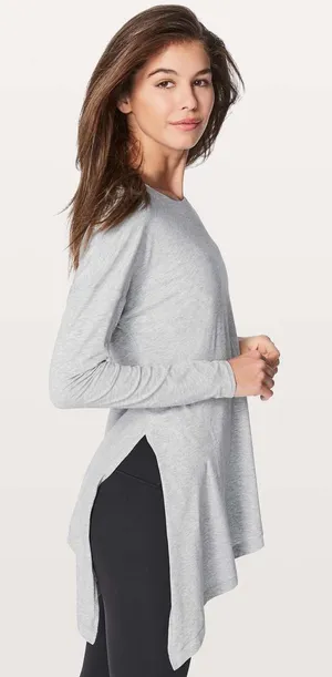 lululemon athletica Light Gray Long Sleeve Side-Slit Tunic 1182 thumbnail 1
