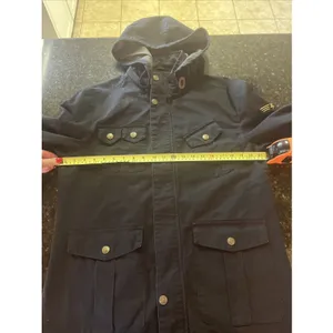 Wenven Woman's Black Coat‎ Jacket Parka Hood Military Style Sz Sm Pockets Patch thumbnail 8