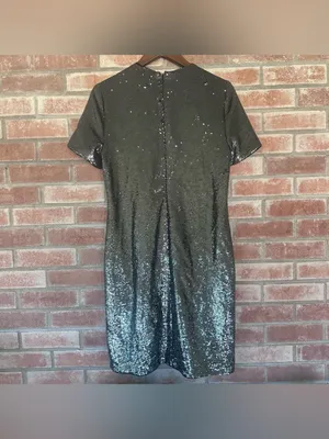 Lauren Ralph Lauren Sequin Shift Dress Women’s 8 Silver Black Party Eras Glam thumbnail 6