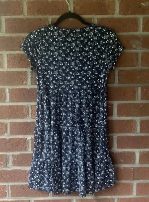 Navy Floral Babydoll Dress thumbnail 4