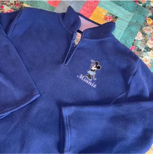 Disney Store Minnie Mouse Woman’s L Navy Blue Fleece Pullover Sweatshirt thumbnail 1