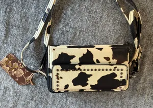 Pony Print Studded Crossbody Bag - Black & White thumbnail 1