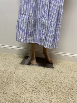 New Universal Thread Blue & White Striped Long Sleeve V-Neck Tiered Maxi Dress S thumbnail 7