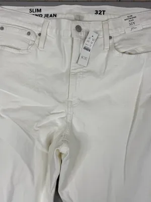 NWT J.Crew Slim Boyfriend Jeans Womens 32 Tall White All Day Stretch BF535 thumbnail 2