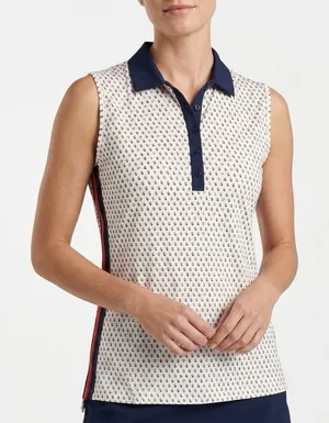 Peter Millar Sleeveless Polo Shirt Size Large White UPF 50+ Golf With Logo thumbnail 1
