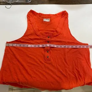 Free People We The Free Orange Henley Tank Top XL Oversized Boho thumbnail 5