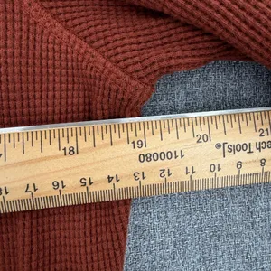Pact Organic Cotton Waffle Knit Thermal Henley Pullover Top Rust Brown Medium thumbnail 8
