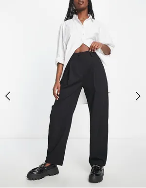 ASOS Weekday Ovoid Pants in Dark Brown thumbnail 2