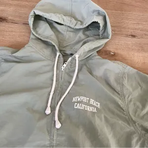 Brandy Melville J Galt Zip Up Windbreaker Raincoat Green Small thumbnail 4