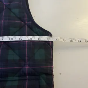 J Crew‎ Quilted Puffer Vest Tartan Plaid Navy Green Purple Size Medium Preppy thumbnail 8