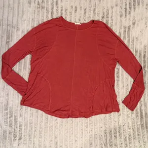 Easel Womens Ribbed Long Sleeve Top Rust Terracotta Exposed Seam Small thumbnail 2