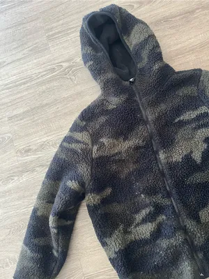 PINK Victoria’s Secret Camo Sherpa Jacket Womens XL Black Fleece Zip Hoodie thumbnail 8