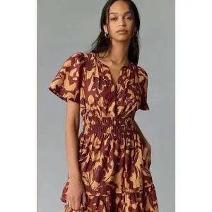 Anthropologie Somerset Maxi Dress in Copper Floral Print Size Small thumbnail 15