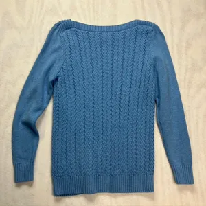 LL Bean Womens Blue Cotton Cable Knit Sweater Size Medium Fisherman‎ thumbnail 7