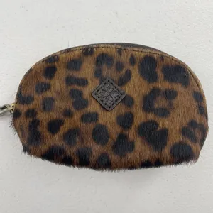 Patricia Nash Keisley Cosmetic Key Fob Leopard Calf‎ Hair Leather Brown Zipper thumbnail 3