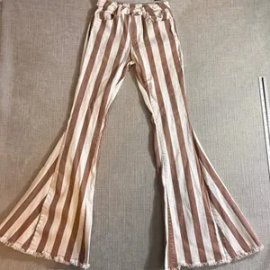 Saints & Hearts Brown Striped Flare Jeans Small‎ High Rise Boho Bell Bottoms thumbnail 1