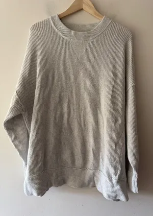 Aerie Gray Waffle Knit Oversized Sweater thumbnail 1